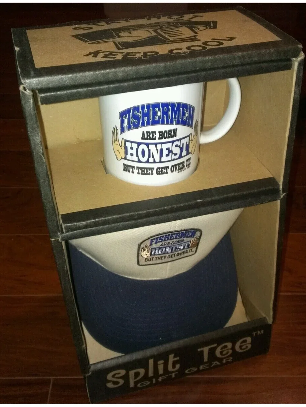 New Fishing Fisherman Fathers Day Gift Box Set Hat Coffee Cup Mens Joke Grandpa
